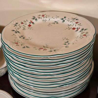 LOT 39D: Complete Set of Pfaltzgraff Winterberry Dinner Ware For 14 Including Salt & Pepper Shakers, Gravy Boat, Cream & Sugar,...