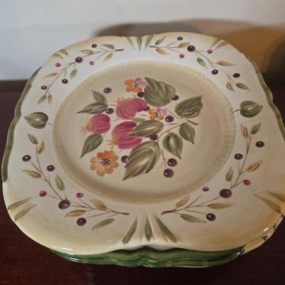 LOT 40L: La Toscana Serving Platter, Incomplete Set for 8 Dinner Plates, Salad Plates, Soup Bowls, Dessert Bowls, Olive Tray, & Canister