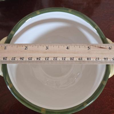 LOT 40L: La Toscana Serving Platter, Incomplete Set for 8 Dinner Plates, Salad Plates, Soup Bowls, Dessert Bowls, Olive Tray, & Canister