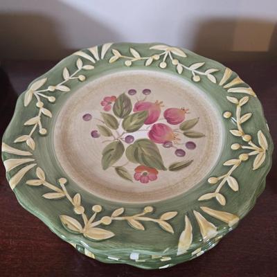 LOT 40L: La Toscana Serving Platter, Incomplete Set for 8 Dinner Plates, Salad Plates, Soup Bowls, Dessert Bowls, Olive Tray, & Canister