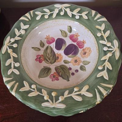 LOT 40L: La Toscana Serving Platter, Incomplete Set for 8 Dinner Plates, Salad Plates, Soup Bowls, Dessert Bowls, Olive Tray, & Canister