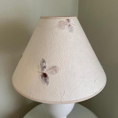 LOT 44A: Two Wooden Side Tables w/ Floral Table Lamp