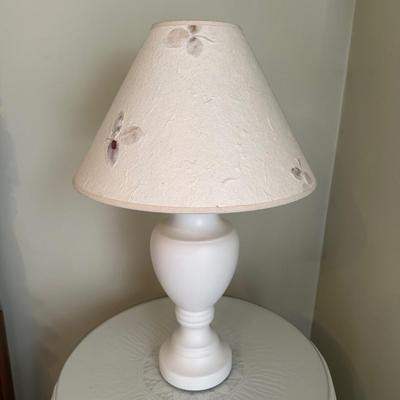 LOT 44A: Two Wooden Side Tables w/ Floral Table Lamp