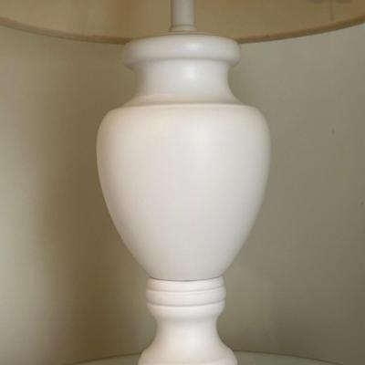 LOT 44A: Two Wooden Side Tables w/ Floral Table Lamp