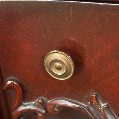 LOT 49C: Vintage Mahogany Vanity w/ French Louis XV Style Wall Mirror