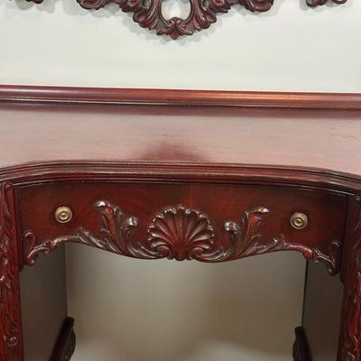 LOT 49C: Vintage Mahogany Vanity w/ French Louis XV Style Wall Mirror
