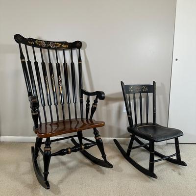 LOT 51A: Two Vintage Hand Painted Rocking Chairs