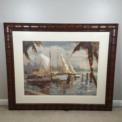 LOT 55A: Tropical Sail by Enrique Bolo Framed Print