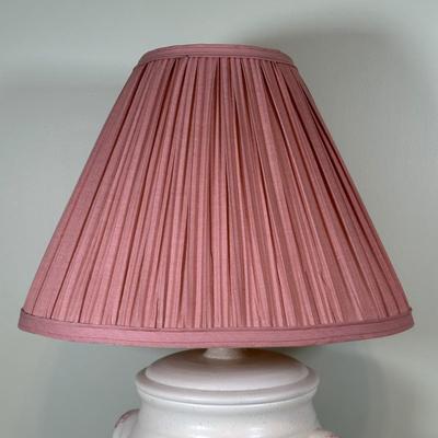 LOT 60C: Two Wooden Side Tables w/ Floral Table Lamp