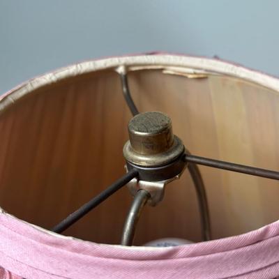 LOT 60C: Two Wooden Side Tables w/ Floral Table Lamp