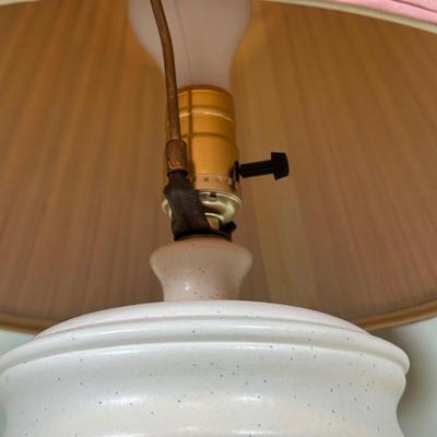 LOT 60C: Two Wooden Side Tables w/ Floral Table Lamp