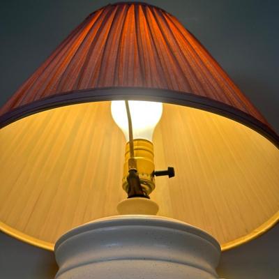 LOT 60C: Two Wooden Side Tables w/ Floral Table Lamp