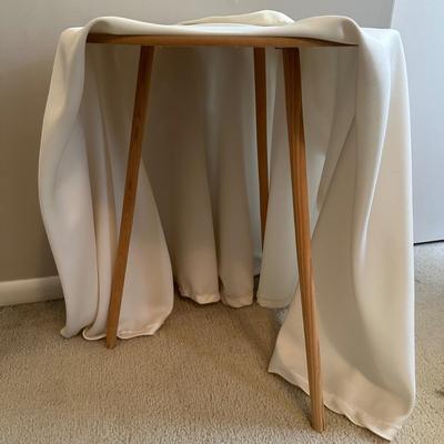 LOT 60C: Two Wooden Side Tables w/ Floral Table Lamp