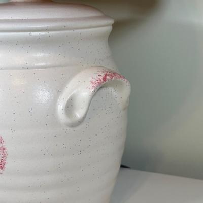 LOT 60C: Two Wooden Side Tables w/ Floral Table Lamp