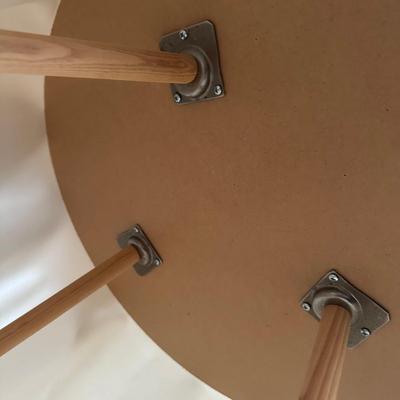 LOT 60C: Two Wooden Side Tables w/ Floral Table Lamp