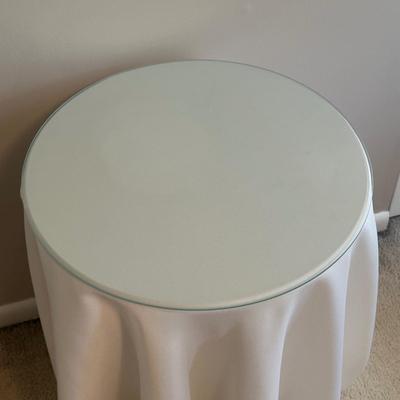 LOT 60C: Two Wooden Side Tables w/ Floral Table Lamp