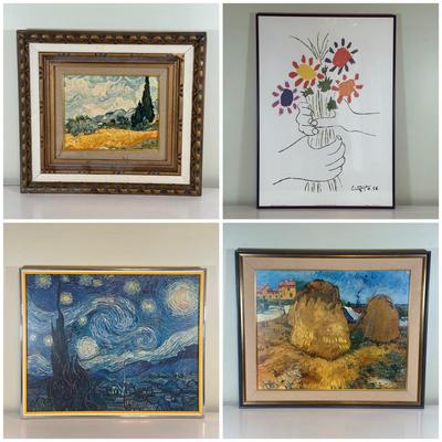 LOT 63C: Pablo Picasso Lithograph & Vincent Van Gogh Framed Prints