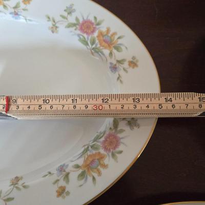 LOT 79: Set of Diplomat by Sango Cortina China Service for 12 Including Cream and Sugar, Gravy Boat, & Serving Platter and Bowl