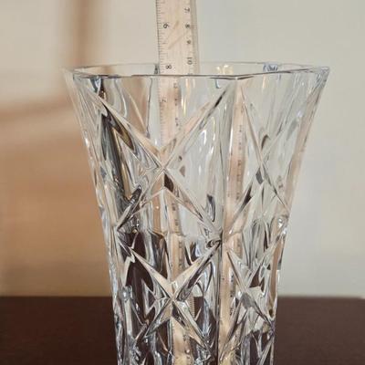 LOT 80L: Hand Wrought Aluminum Platter, Crystal Candy Dishes, Vase , & Candle Stick Holders, & Variety of Hurricane Candle Holders