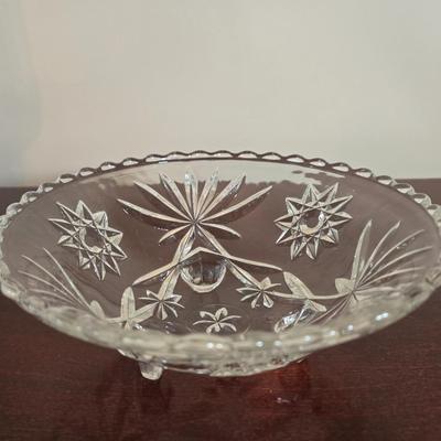 LOT 80L: Hand Wrought Aluminum Platter, Crystal Candy Dishes, Vase , & Candle Stick Holders, & Variety of Hurricane Candle Holders