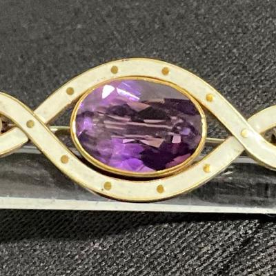 Amethyst Purple Stone Pin