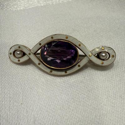 Amethyst Purple Stone Pin