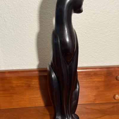 Vintage Black Siamese Cat Statue - 11.5 in Tall