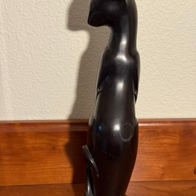 Vintage Black Siamese Cat Statue - 11.5 in Tall