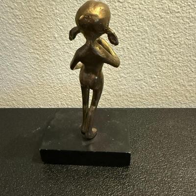 Vintage 6 in. Bronze Girl Sculpture Signed Malcolm Moran