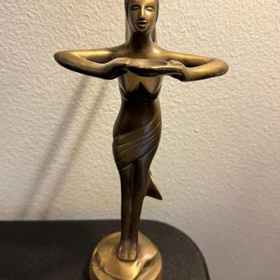Art Deco Style Brass Fairy/Nymph Statue 12in Tall.