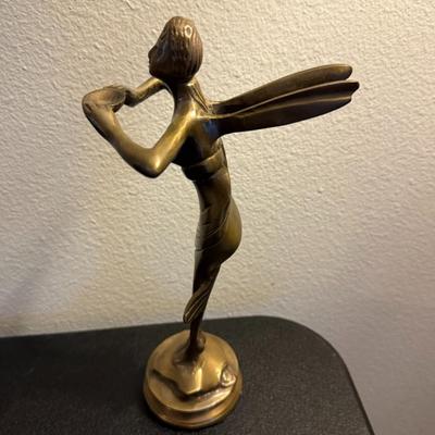 Art Deco Style Brass Fairy/Nymph Statue 12in Tall.