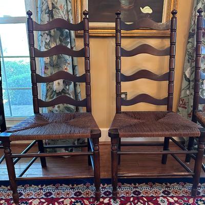 Six Ladder Back Chairs (See Details)