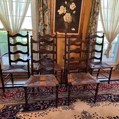 Six Ladder Back Chairs (See Details)