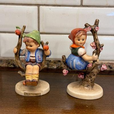 Vintage Hummels Apple Tree Boy 1423/0 and Apple Tree Girl 1413/0 (TMK-3/TMK-2)