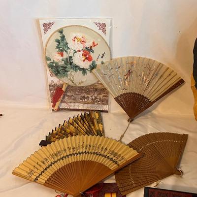 Peacock Parasol, Silk Wall Hanging & More Asian Decorative Items (B1-RG)