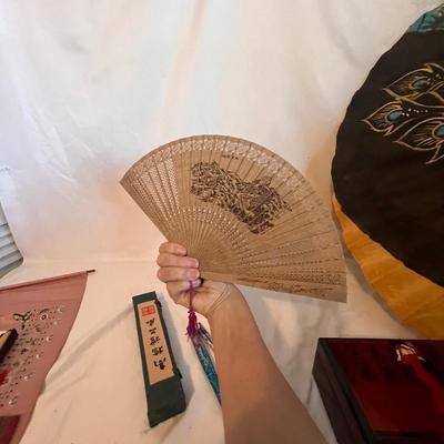 Peacock Parasol, Silk Wall Hanging & More Asian Decorative Items (B1-RG)