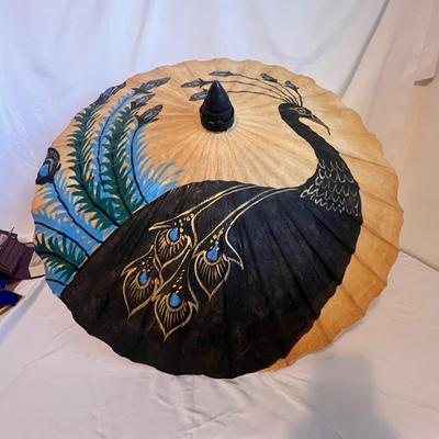 Peacock Parasol, Silk Wall Hanging & More Asian Decorative Items (B1-RG)
