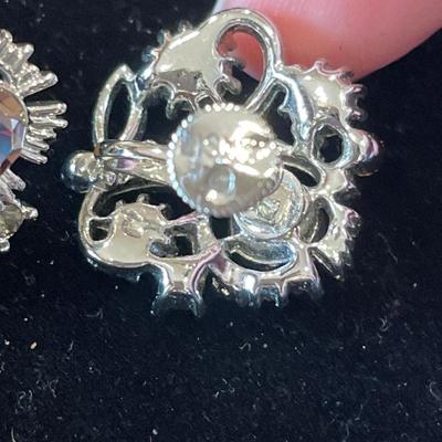 Vintage Lisner and 2 unmarked clip on sparkling earrings