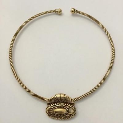 Vintage Premier design, gold, toned cable collar with pendant necklace