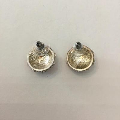 Silver, toned, multicolored, flower, circular stud earrings