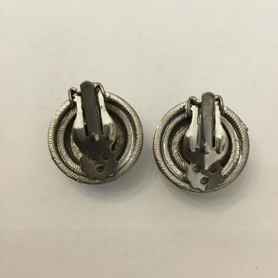 Mid century starburst, silver toned clip on earrings