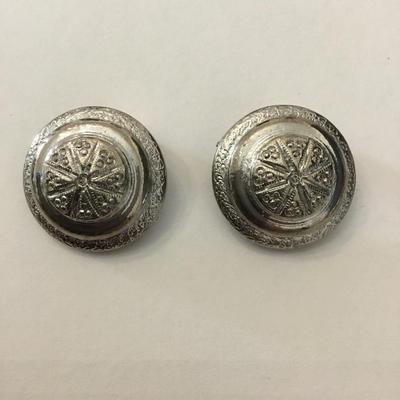 Mid century starburst, silver toned clip on earrings