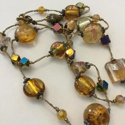 Vintage glass and heart glass beaded necklace