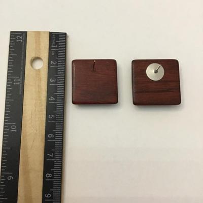 Very nice vintage Square wood stud earrings