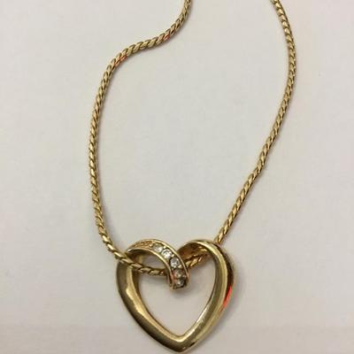 Vintage Avon heart, gold, toned necklace