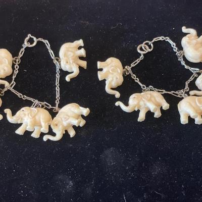 2 cream elephant charm bracelets