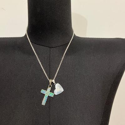 Opal like silver Necklace, stamped 925