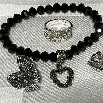Park Lane Ring (8) PK Earrings, Black Agate stone Bracelet