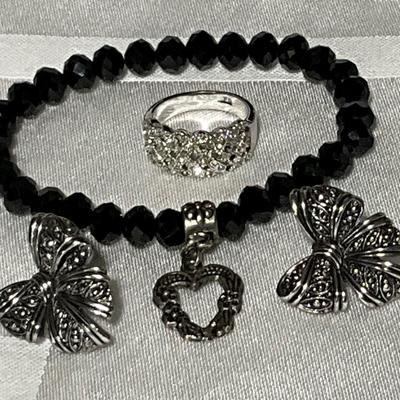 Park Lane Ring (8) PK Earrings, Black Agate stone Bracelet