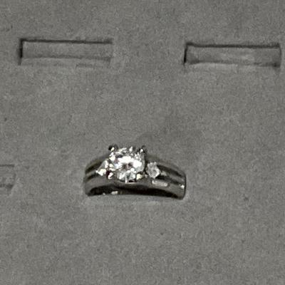 Cubic Zirconia Ring (next best thing to a real Diamond) with PE and Pendent (Blue Obsidian Glass)